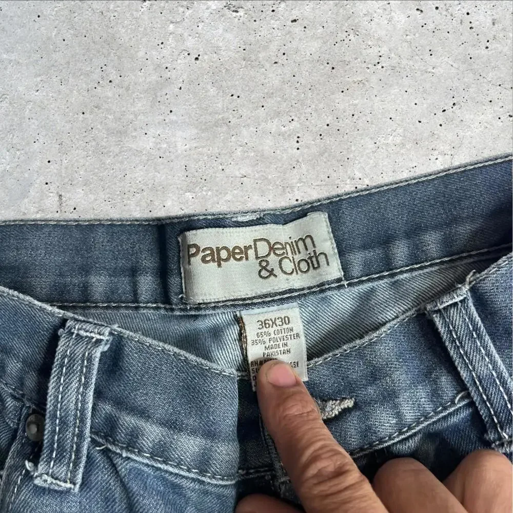 Paper Denim‎ & Cloth Alt Grunge Baggy Embroidered Straight Jeans Size 36x30